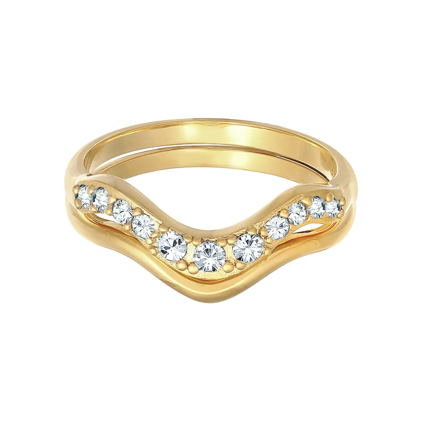Elli "Ringset Welle | Kristallen (Weiß)< Ringe|Silber