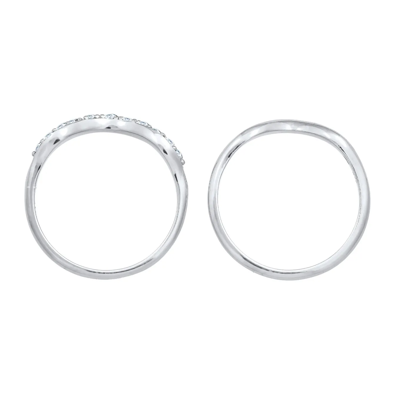 Elli "Ringset Welle | Kristallen (Weiß)< Ringe|Silber