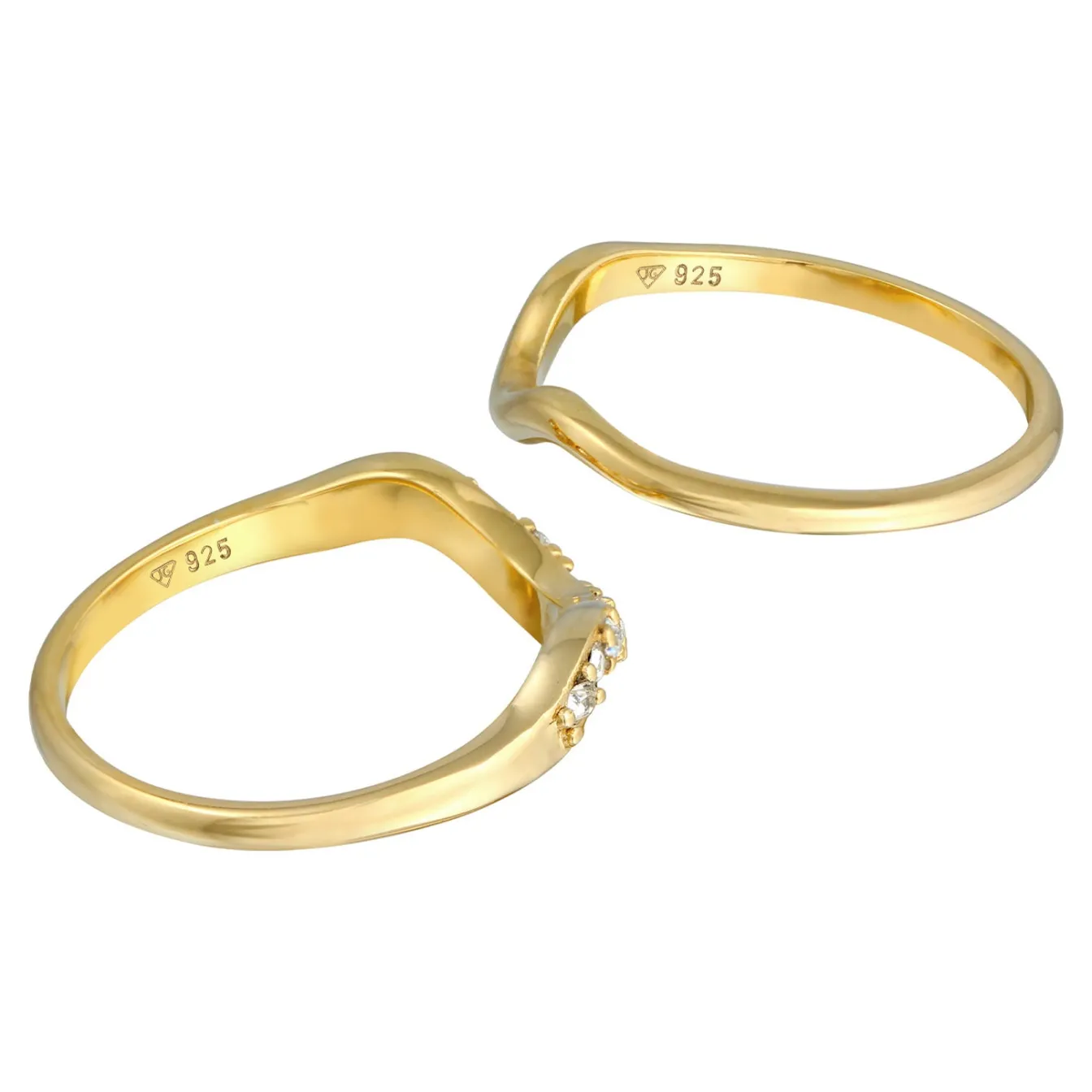 Elli "Ringset Welle | Kristallen (Weiß)< Ringe|Silber