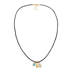 Elli "Satin-Halskette | Amazonit (Blau) & Mondstein (Weiß)< Vergoldet|Halsketten