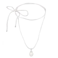 Elli "Satin-Halskette Schleife | Muschelkernperle< Symbol-schmuck|Perlen