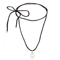 Elli "Satin-Halskette Schleife | Muschelkernperle< Symbol-schmuck|Perlen
