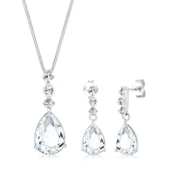 Elli "Schmuckset  | Kristall ( Weiß )< Roségold|Schmucksets