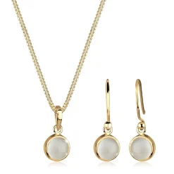 Elli "Schmuckset  | Mondstein ( Weiß )< Schmucksets|Schmucksets