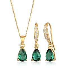 Elli "Schmuckset  | Quarz (Grün)< Vergoldet|Schmucksets