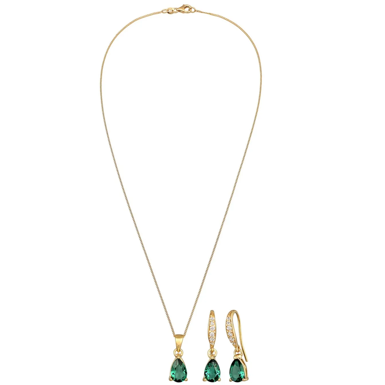 Elli "Schmuckset | Quarz (Grün)< Vergoldet|Schmucksets