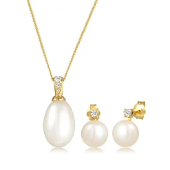 Elli "Schmuckset  | Süßwasserperle, Diamant ( Weiß, 0,11 ct )< Schmucksets|Schmucksets