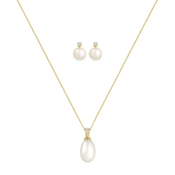 Elli "Schmuckset  | Süßwasserperle, Diamant ( Weiß, 0,11 ct )< Schmucksets|Schmucksets