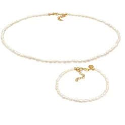 Elli "Schmuckset | Süßwasserzuchtperlen< Vergoldet|Schmucksets