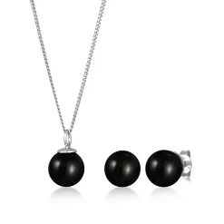 Elli "Schmuckset | Synthetische Perlen (Schwarz)< Schmucksets|Schmucksets