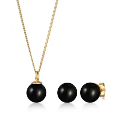 Elli "Schmuckset | Synthetische Perlen (Schwarz)< Schmucksets|Schmucksets