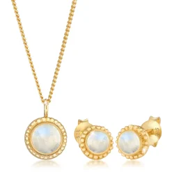 Elli "Schmuckset Boho | Mondstein (Weiß)< Silber|Schmucksets