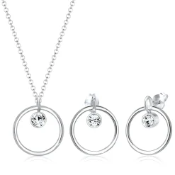 Elli "Schmuckset  Geo | Kristall ( Weiß )< Roségold|Schmucksets