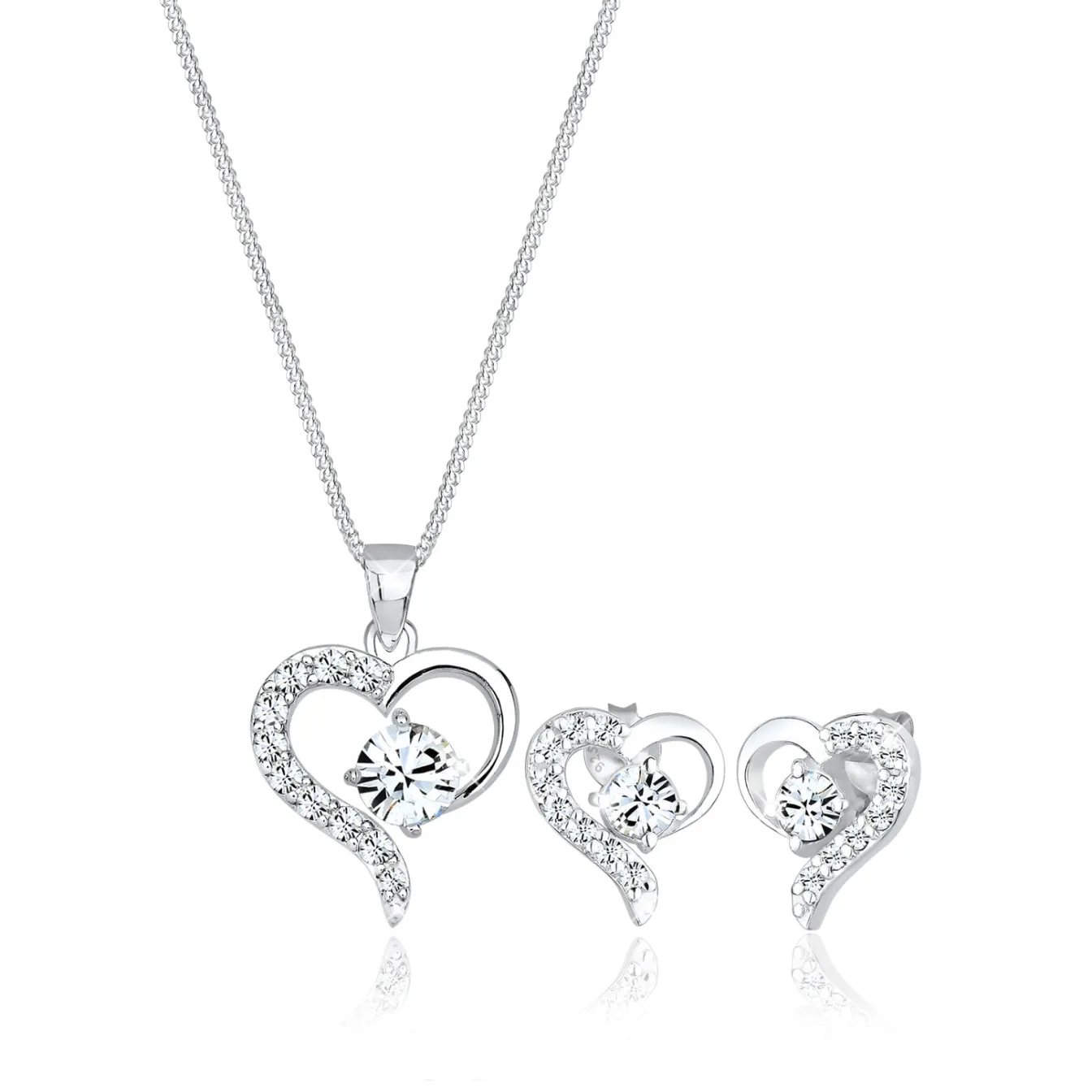 Elli "Schmuckset Herz | Kristall (Weiß)< Symbol-schmuck|Herz-schmuck