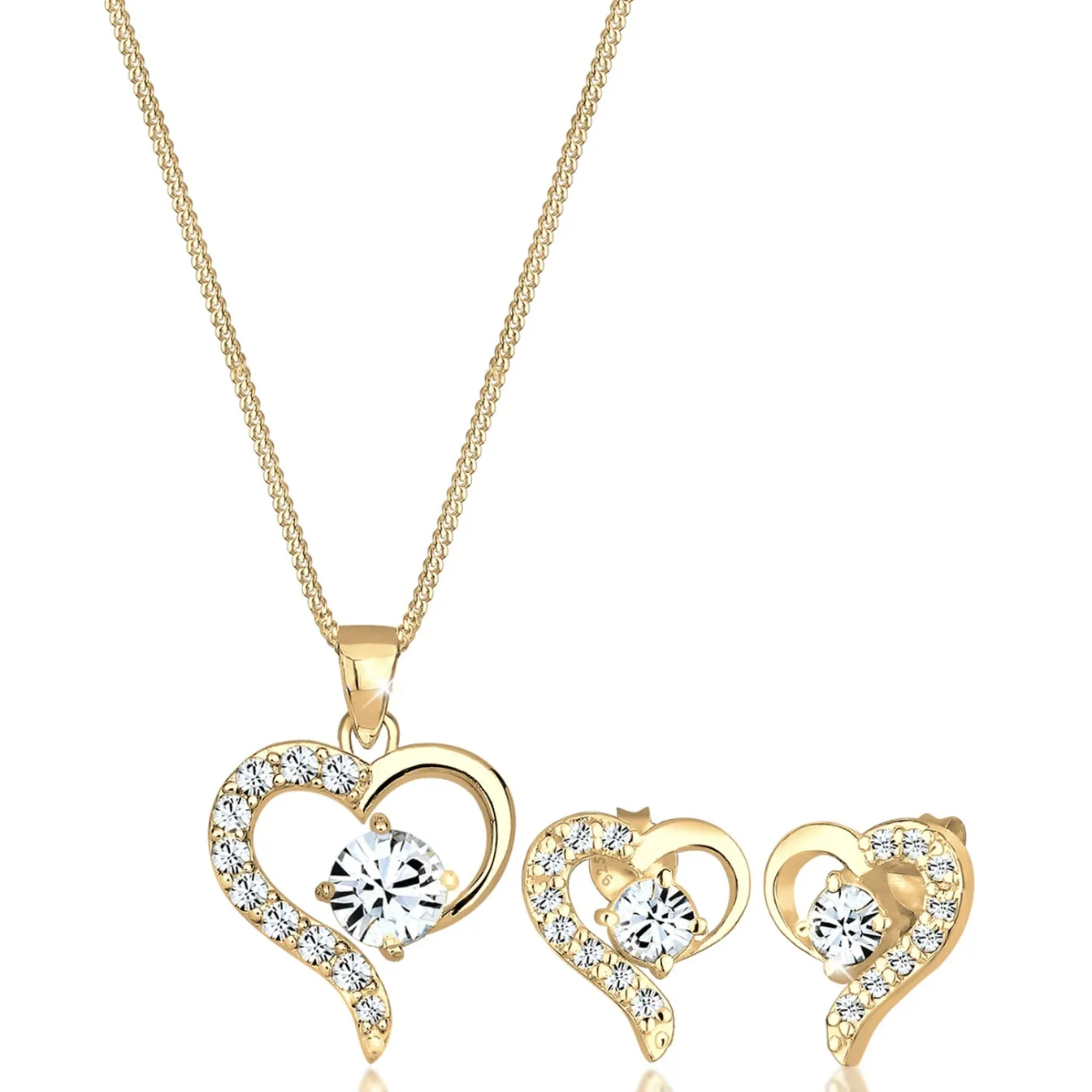 Elli "Schmuckset Herz | Kristall (Weiß)< Symbol-schmuck|Herz-schmuck