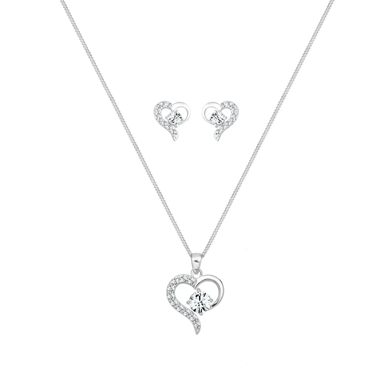 Elli "Schmuckset Herz | Kristall (Weiß)< Symbol-schmuck|Herz-schmuck