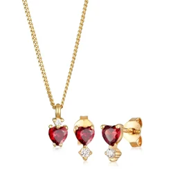 Elli "Schmuckset Herz | Zirkonia (Rot)< Symbol-schmuck|Herz-schmuck