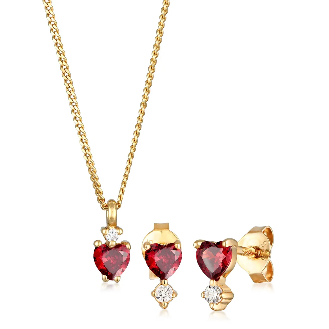 Elli "Schmuckset Herz | Zirkonia (Rot)< Symbol-schmuck|Herz-schmuck