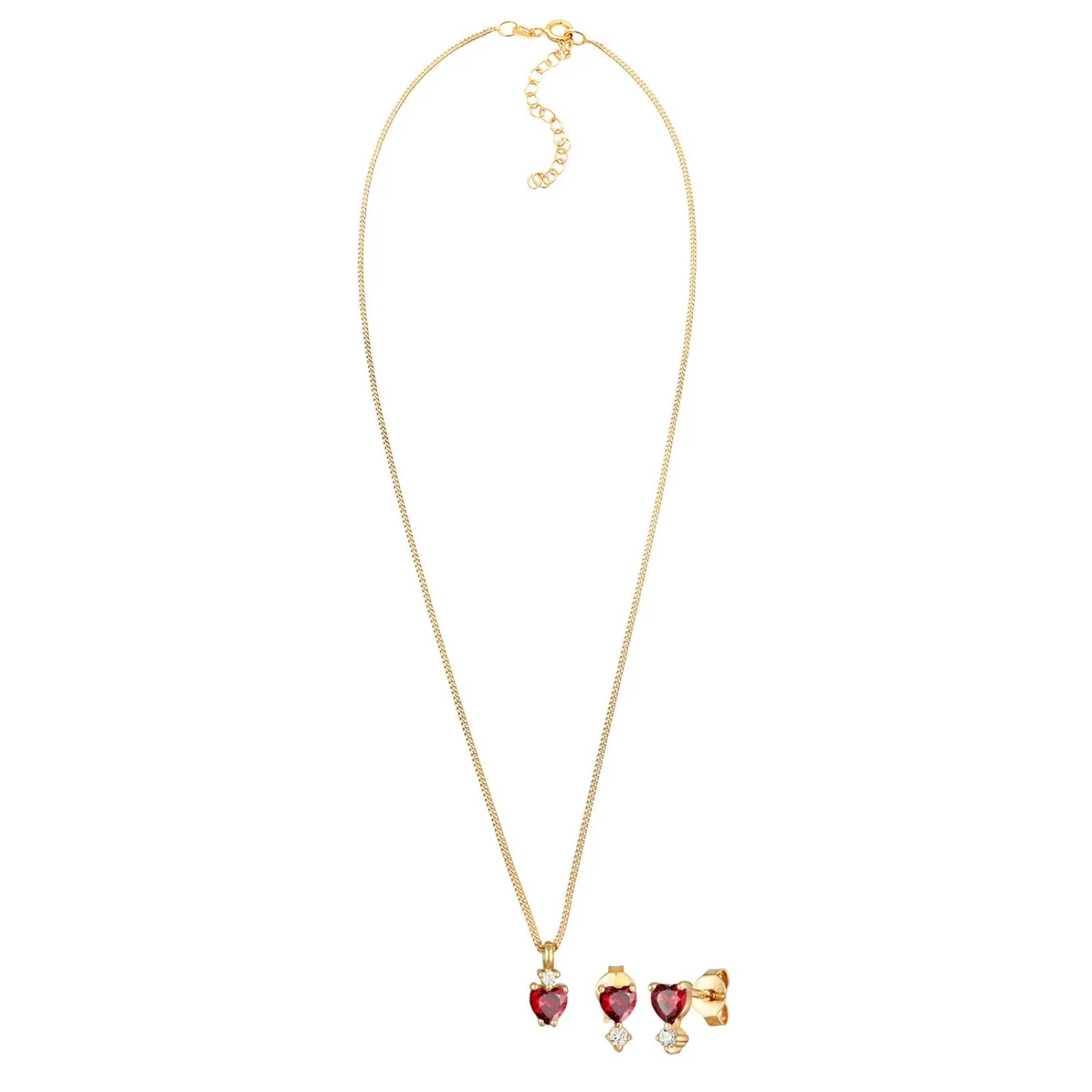 Elli "Schmuckset Herz | Zirkonia (Rot)< Symbol-schmuck|Herz-schmuck