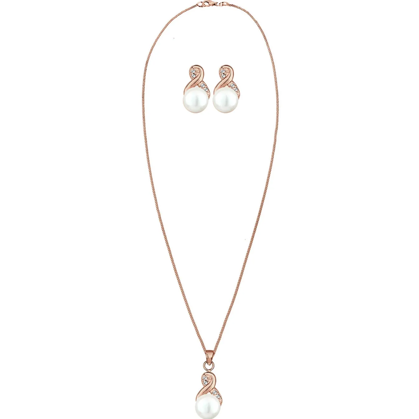 Elli "Schmuckset Infinity | Süßwasserperle, Kristall ( Weiß )< Roségold|Symbol-schmuck