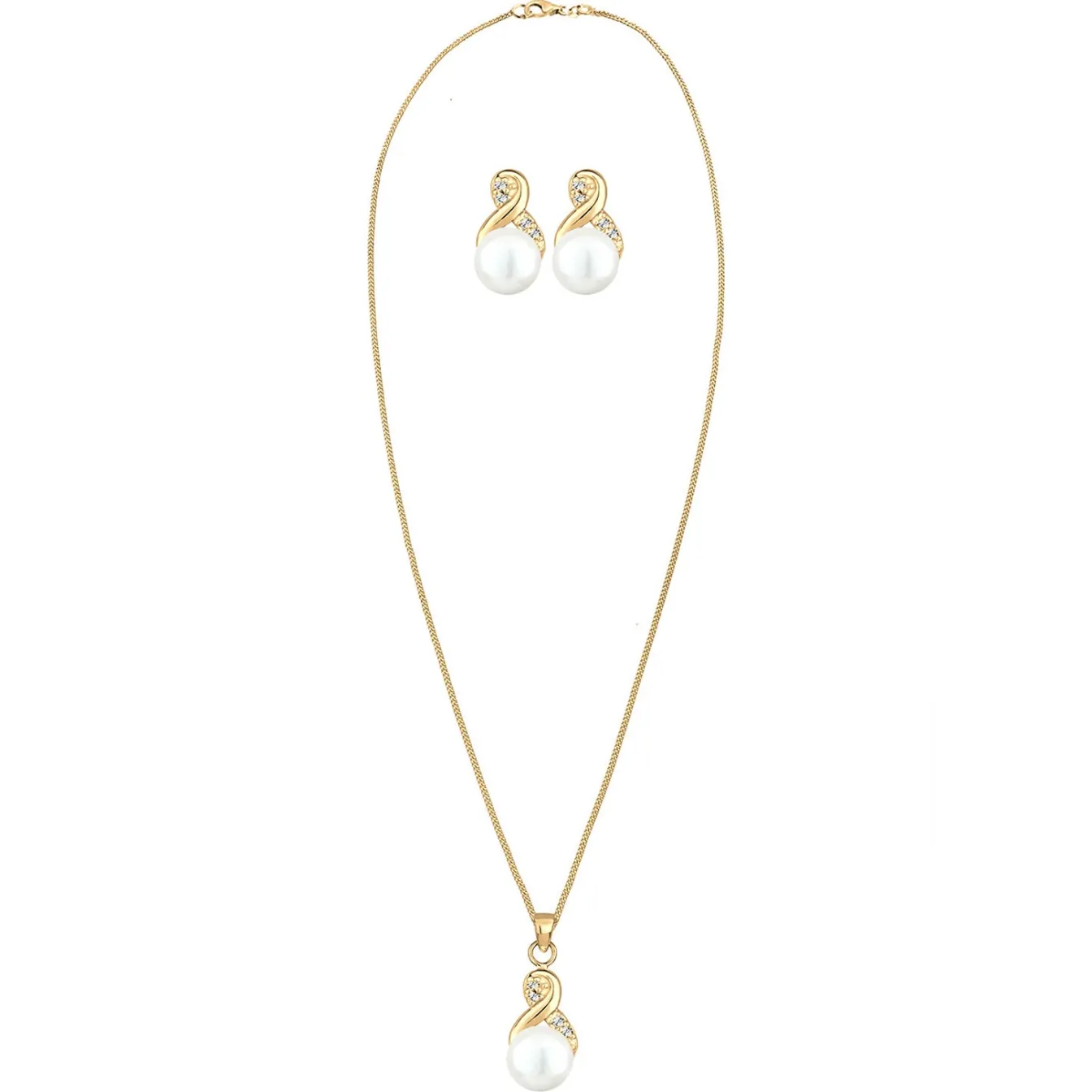 Elli "Schmuckset Infinity | Süßwasserperle, Kristall ( Weiß )< Roségold|Symbol-schmuck
