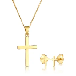 Elli "Schmuckset Kreuz< Vergoldet|Symbol-schmuck