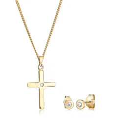 Elli "Schmuckset  Kreuz | Diamant ( Weiß, 0,075 ct )< Symbol-schmuck|Schmucksets