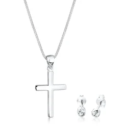 Elli "Schmuckset  Kreuz | Kristall (Weiß)< Roségold|Symbol-schmuck