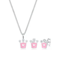 Elli "Schmuckset  Krone | Kristall (Weiß)<Kinder Symbol-schmuck|Schmucksets