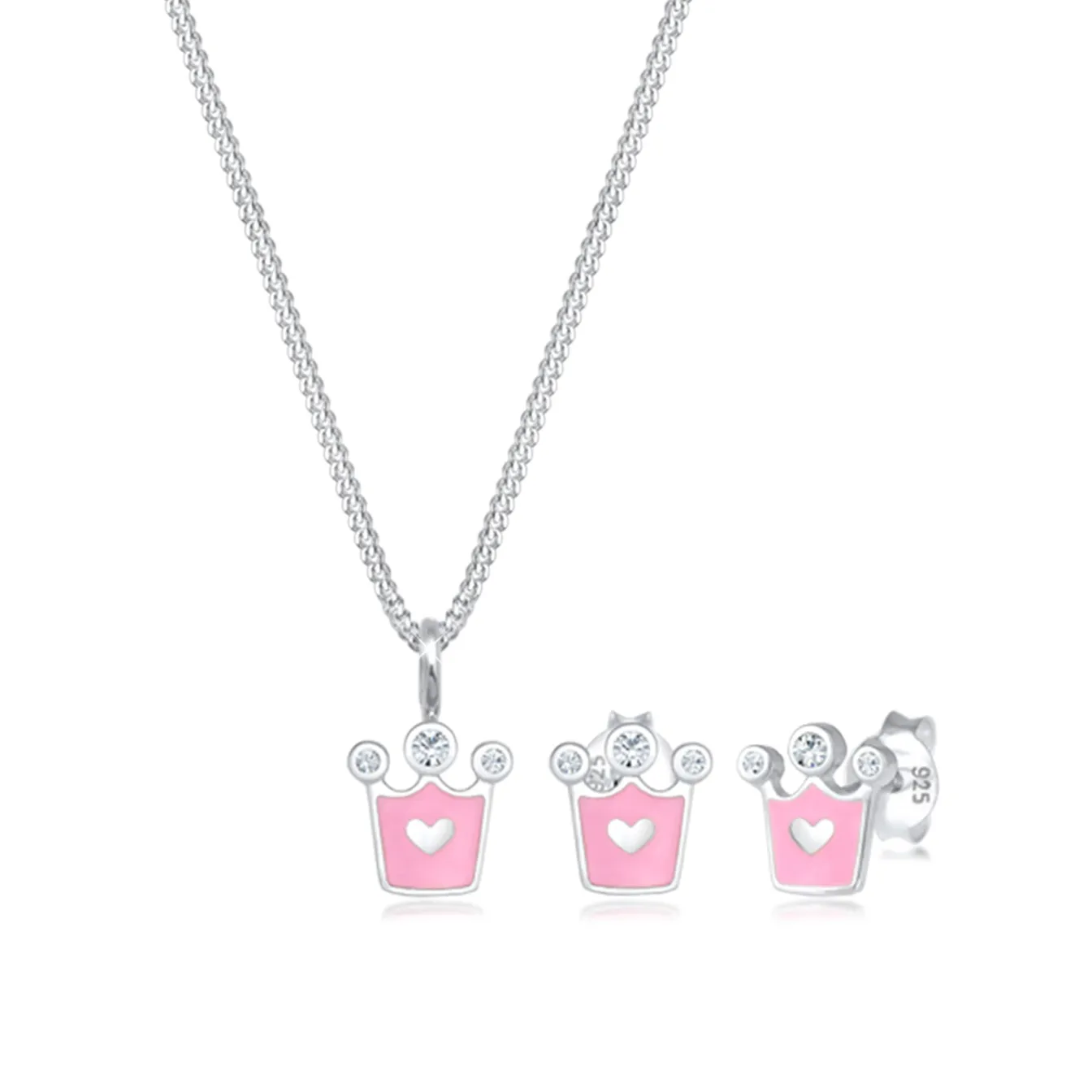 Elli "Schmuckset Krone | Kristall (Weiß)<Kinder Symbol-schmuck|Schmucksets