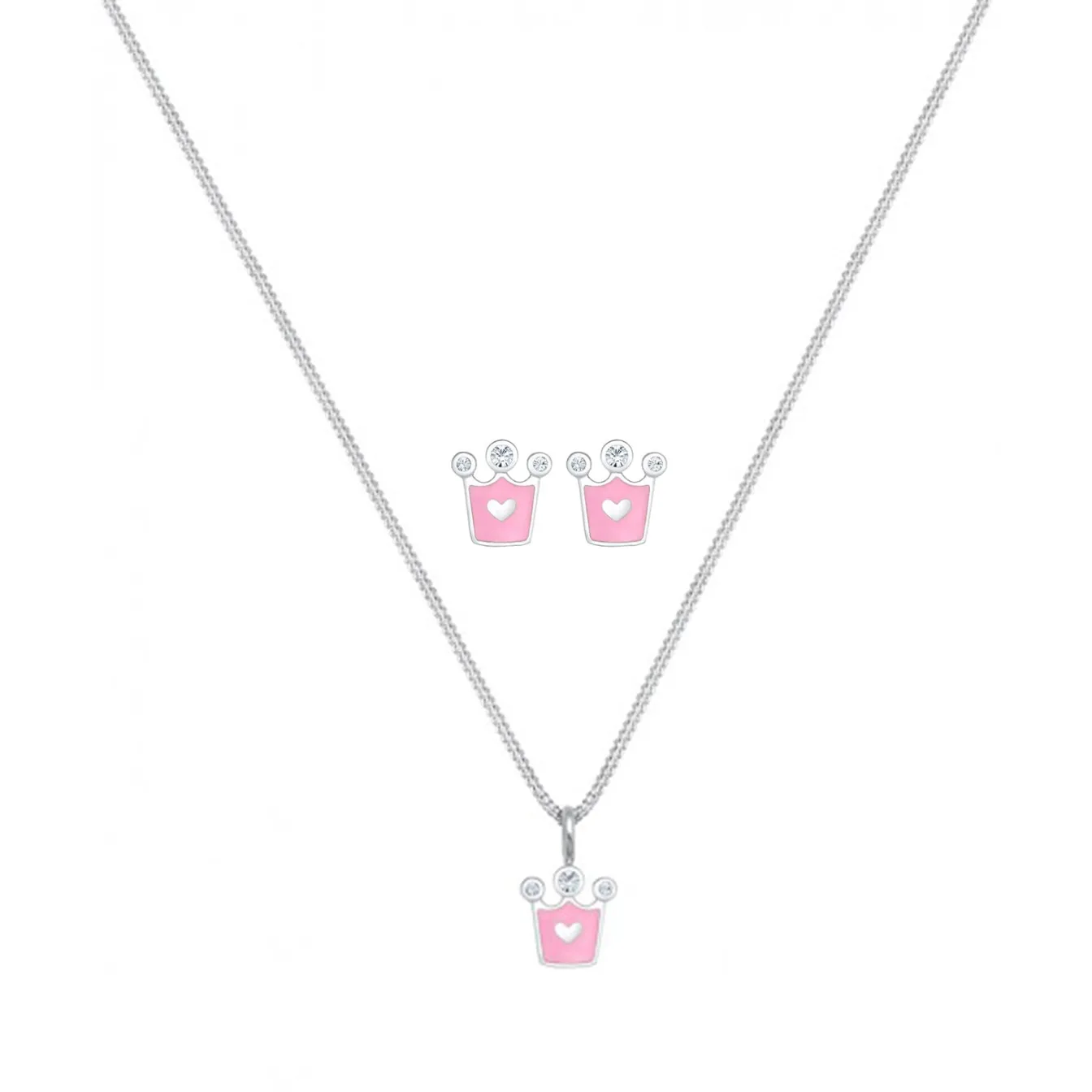 Elli "Schmuckset Krone | Kristall (Weiß)<Kinder Symbol-schmuck|Schmucksets