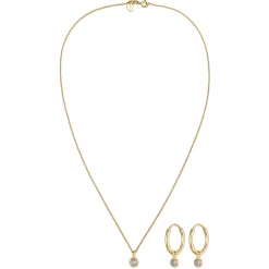 Elli "Schmuckset Solitär | Labradorit (Grau)< Vergoldet|Schmucksets
