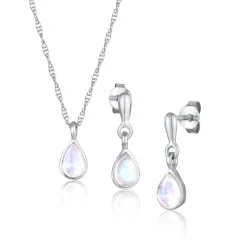 Elli "Schmuckset Tropfen | Mondstein (Weiß)< Schmucksets|Schmucksets