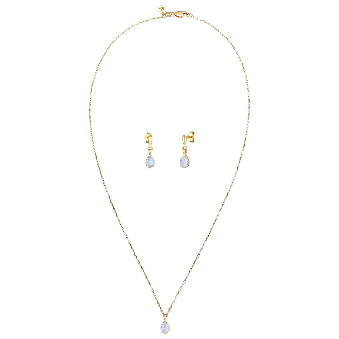 Elli "Schmuckset Tropfen | Mondstein (Weiß)< Schmucksets|Schmucksets