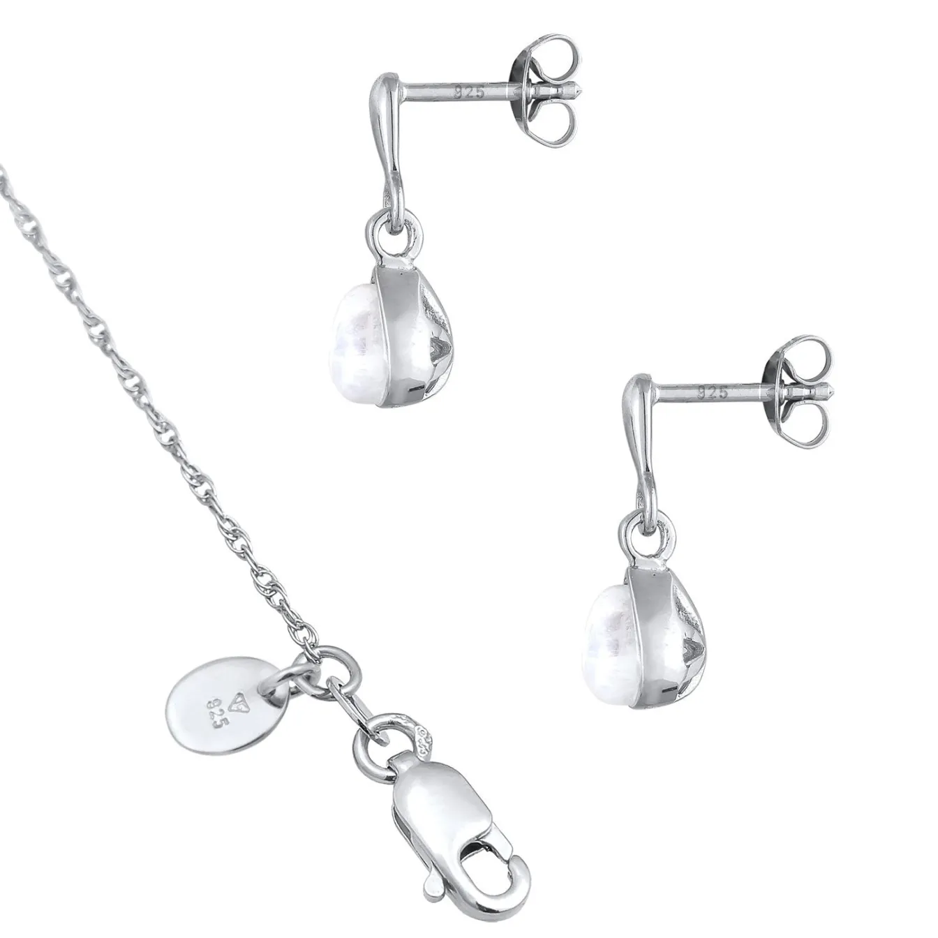Elli "Schmuckset Tropfen | Mondstein (Weiß)< Schmucksets|Schmucksets