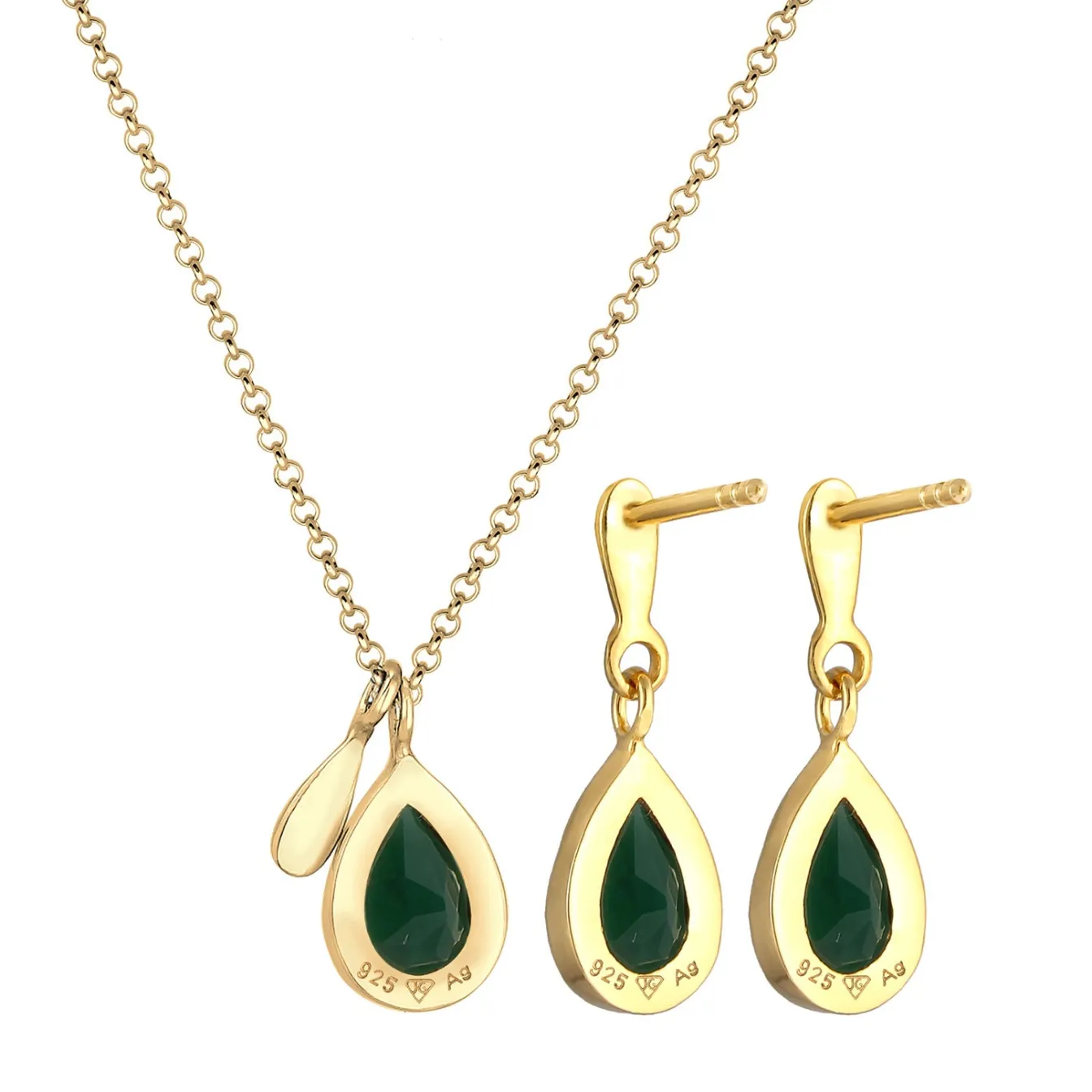 Elli "Schmuckset Tropfen | Quarz (Grün)< Schmucksets|Schmucksets