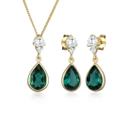 Elli "Schmuckset Tropfen | Quarz, Zirkonia (, Weiß)< Schmucksets|Schmucksets