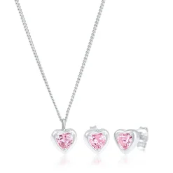 Elli "SchmuckSet Herz | Zirkonia (Rosa)<Kinder Symbol-schmuck|Herz-schmuck