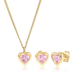 Elli "SchmuckSet Herz | Zirkonia (Rosa)<Kinder Symbol-schmuck|Herz-schmuck