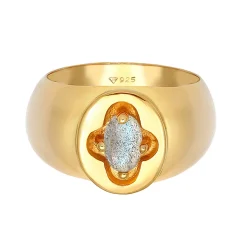 Elli "Siegelring | Labradorit ( Grau )< Ringe|Vergoldet
