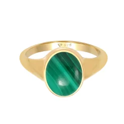 Elli "Siegelring | Malachit ( Grün )< Ringe|Vergoldet