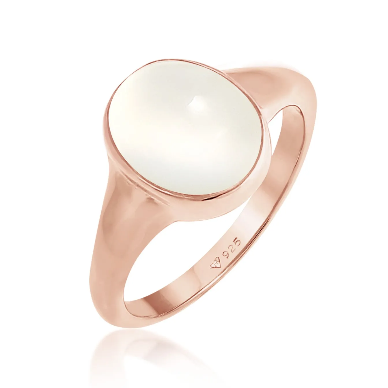 Elli "Siegelring | Mondstein ( Weiß )< Roségold|Ringe
