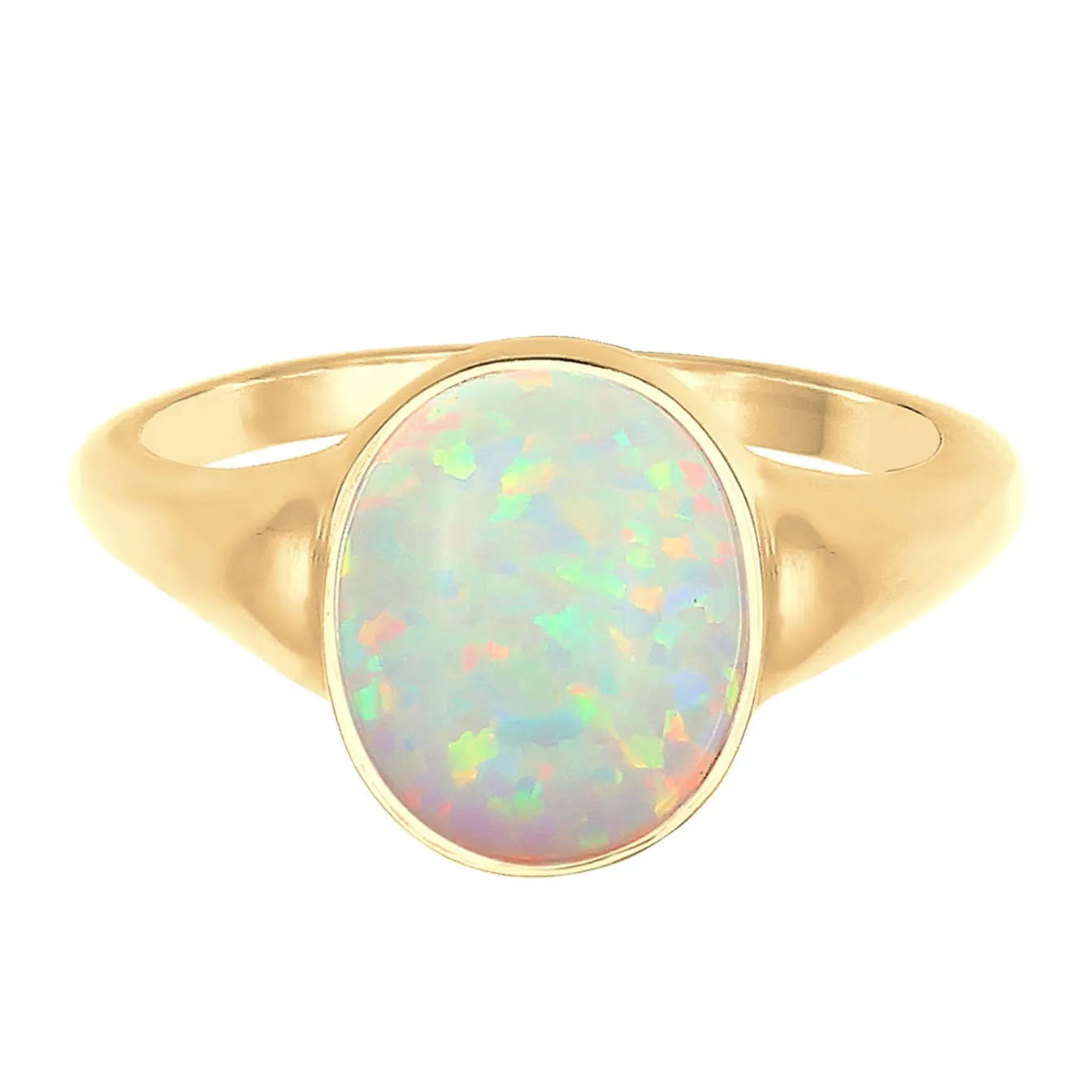 Elli "Siegelring | Opal ( Weiß )< Ringe|Vergoldet