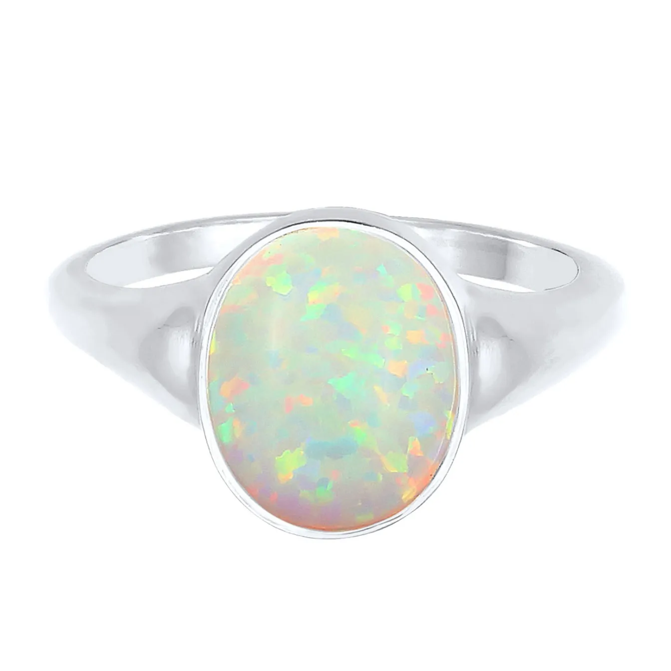 Elli "Siegelring | Opal ( Weiß )< Ringe|Vergoldet
