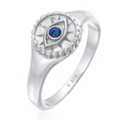 Elli "Siegelring Evil Eye | synthetischer Opal (Blau)< Vergoldet|Symbol-schmuck