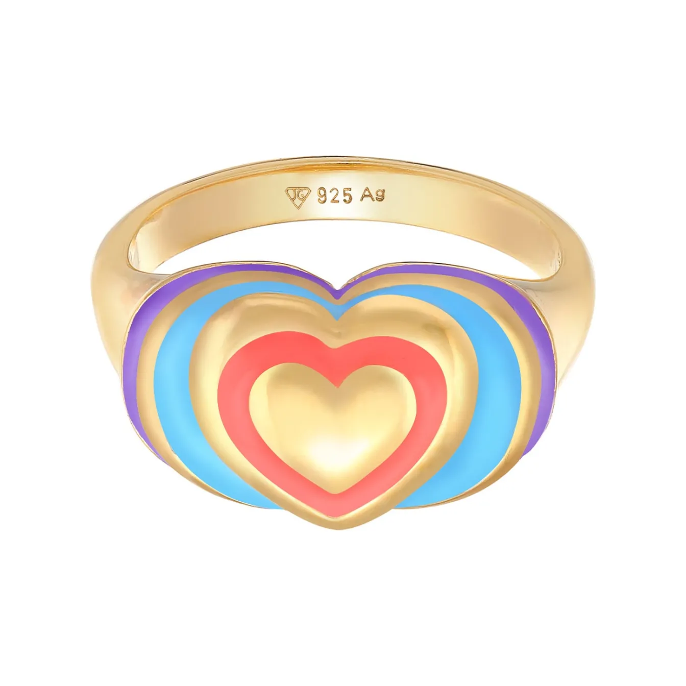 Elli "Siegelring Herz | Emaille (Bunt)< Symbol-schmuck|Herz-schmuck