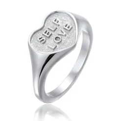 Elli "Siegelring Herz SELF LOVE< Vergoldet|Symbol-schmuck