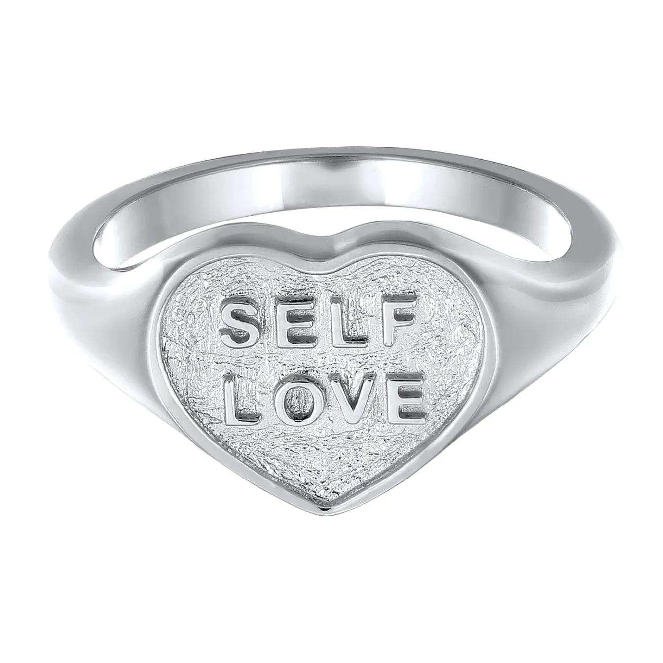Elli "Siegelring Herz SELF LOVE< Vergoldet|Symbol-schmuck