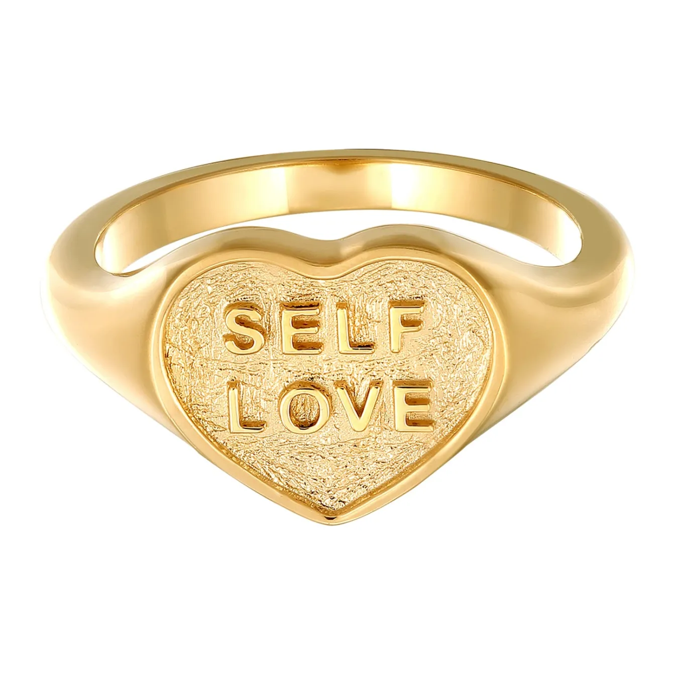 Elli "Siegelring Herz SELF LOVE< Vergoldet|Symbol-schmuck
