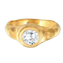 Elli "Siegelring Organic | Zirkonia ( Weiß )< Ringe|Vergoldet